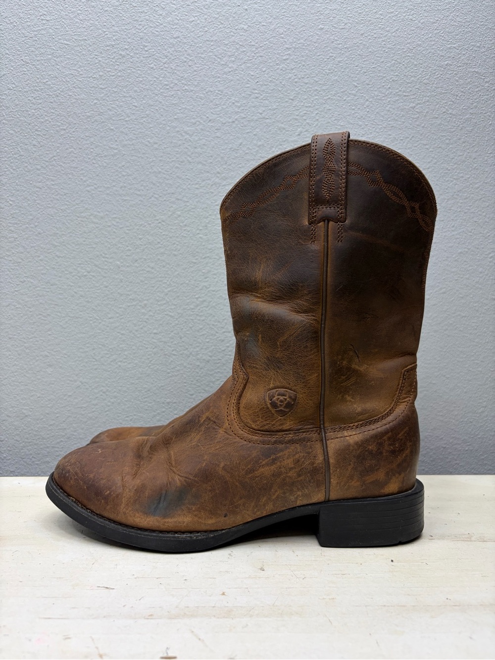 Ariat Brown Leather Heritage Roper Boots Size 7